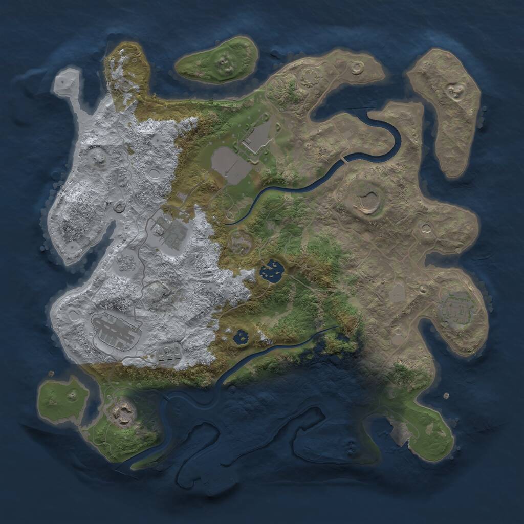 Rust Map: Procedural Map, Size: 3500, Seed: 1471590049, 13 Monuments