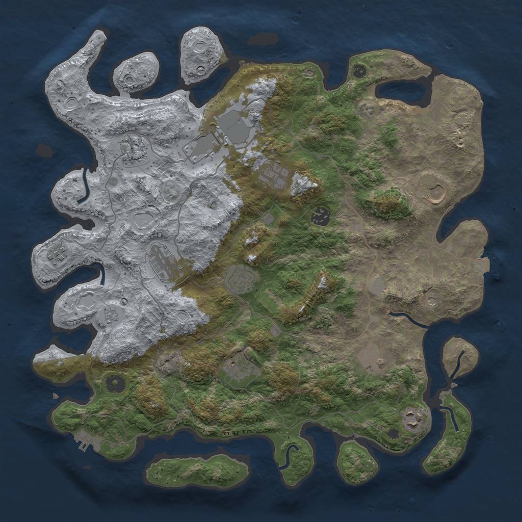 Rust Map: Procedural Map, Size: 4100, Seed: 95443903, 18 Monuments