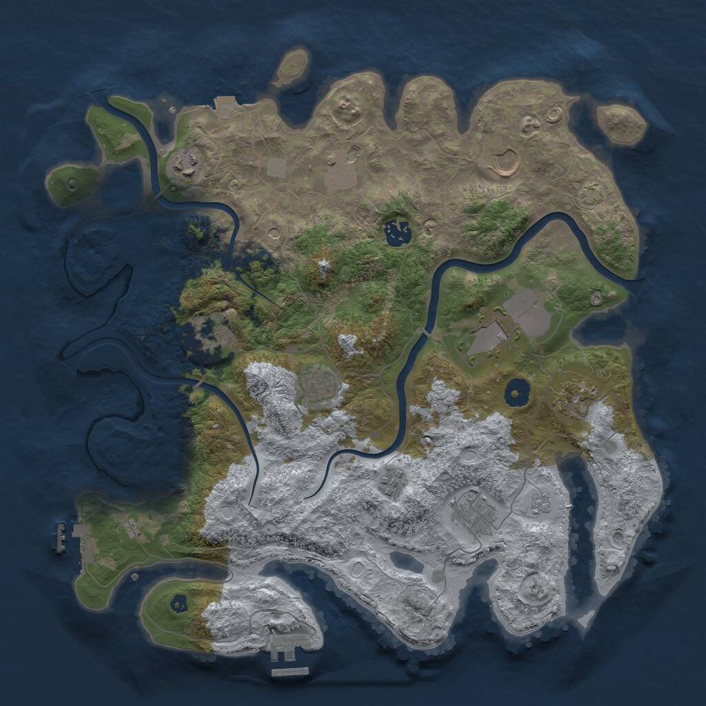 Rust Map: Procedural Map, Size: 3850, Seed: 63501001, 16 Monuments