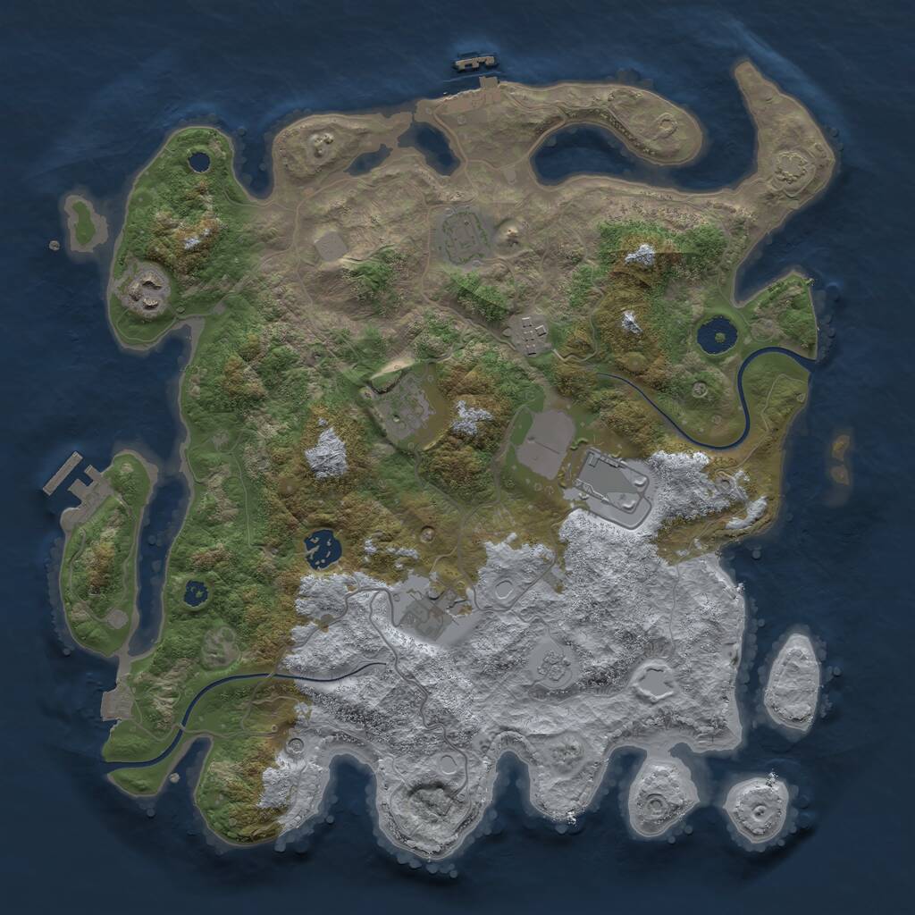 Rust Map: Procedural Map, Size: 3650, Seed: 30889597, 13 Monuments