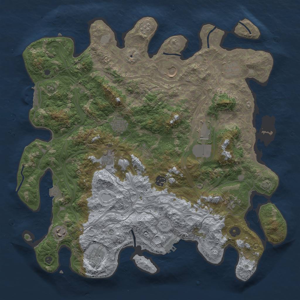 Rust Map: Procedural Map, Size: 4250, Seed: 73510608, 18 Monuments