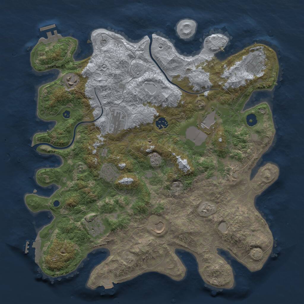 Rust Map: Procedural Map, Size: 3900, Seed: 48299875, 16 Monuments