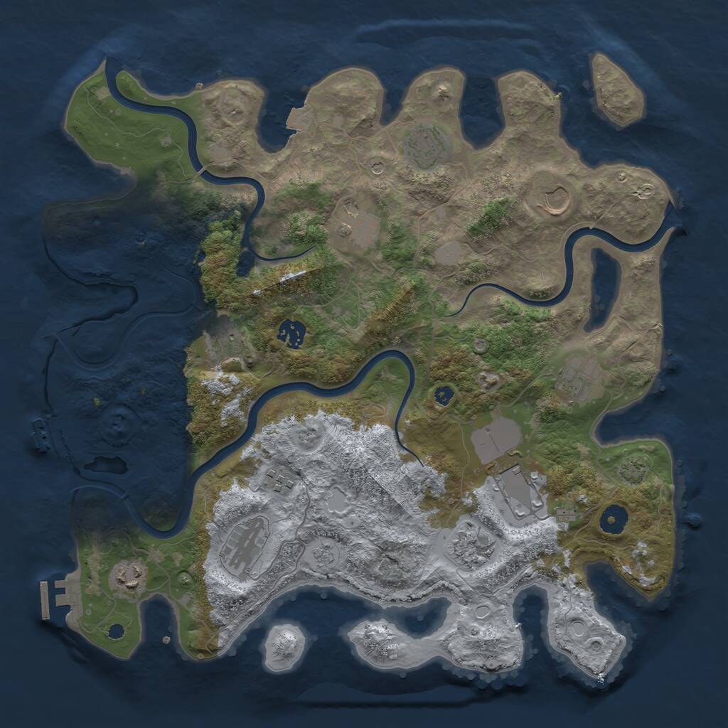 Rust Map: Procedural Map, Size: 3850, Seed: 44701068, 17 Monuments