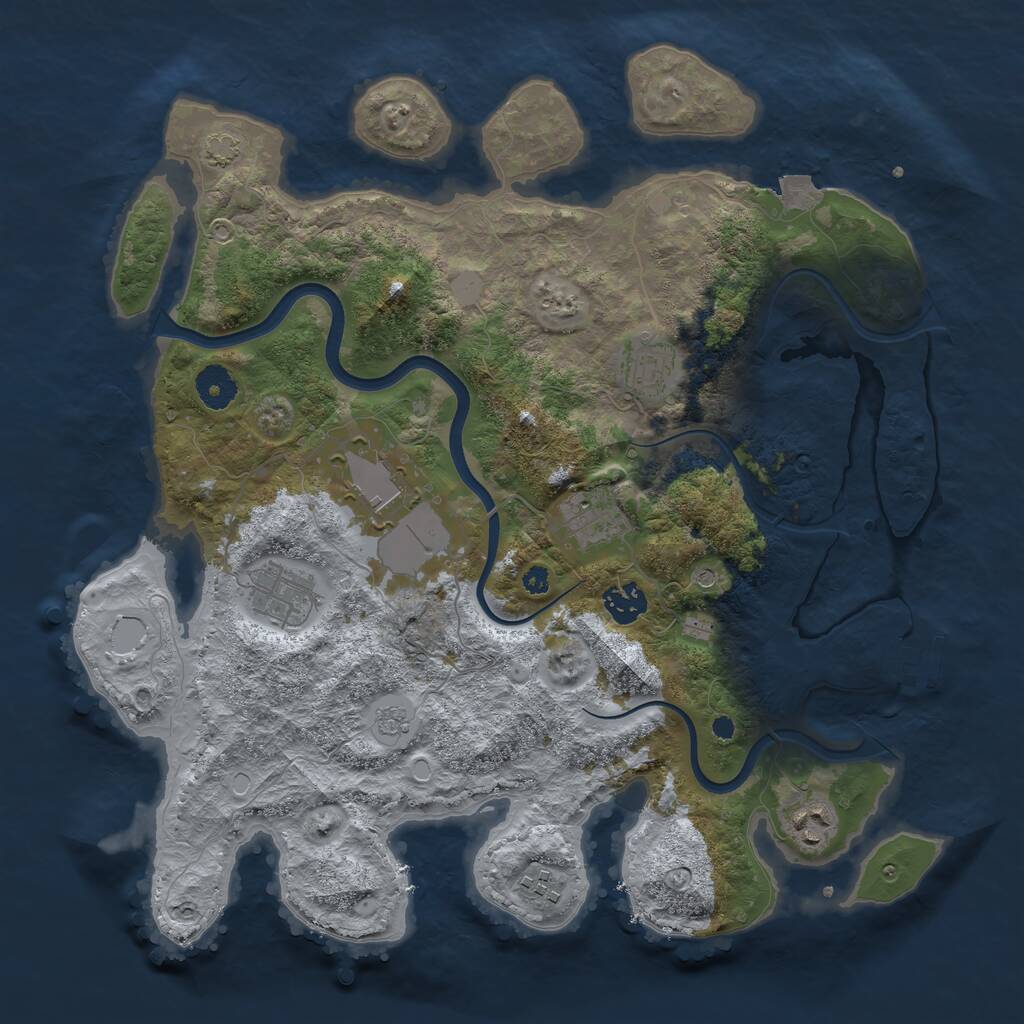 Rust Map: Procedural Map, Size: 3700, Seed: 3733763, 12 Monuments