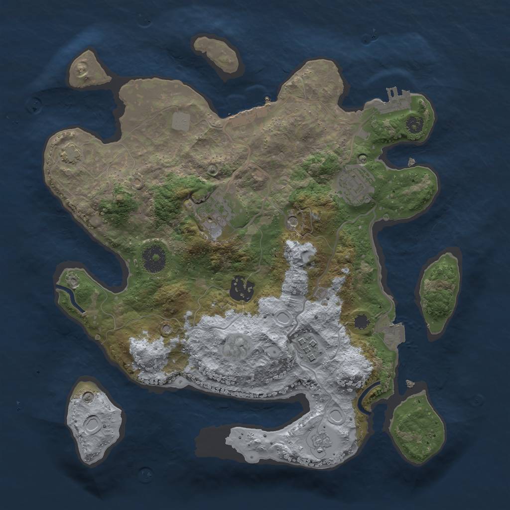 Rust Map: Procedural Map, Size: 3000, Seed: 976569699, 12 Monuments