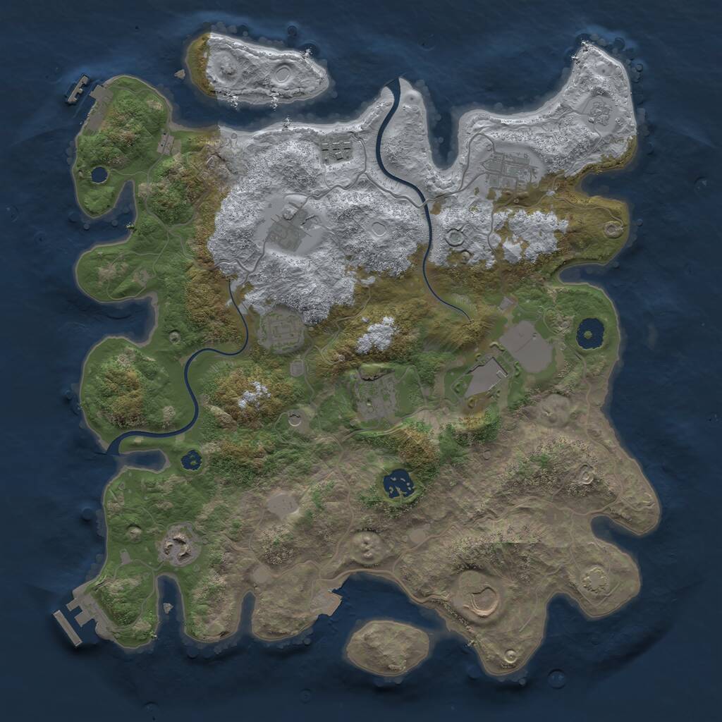Rust Map: Procedural Map, Size: 3650, Seed: 5601061, 15 Monuments