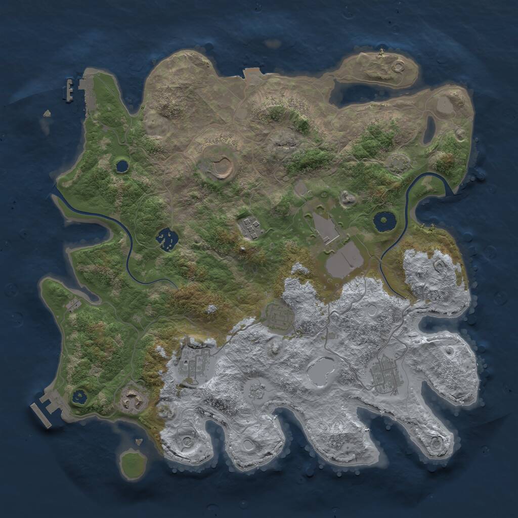 Rust Map: Procedural Map, Size: 3600, Seed: 96232478, 14 Monuments