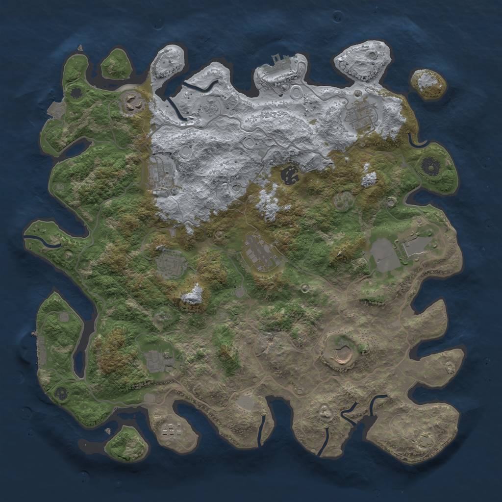 Rust Map: Procedural Map, Size: 4000, Seed: 216036308, 18 Monuments