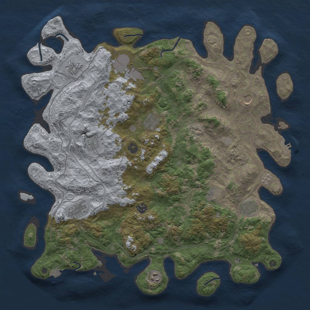 Rust Map: Procedural Map, Size: 4500, Seed: 70865770, 18 Monuments