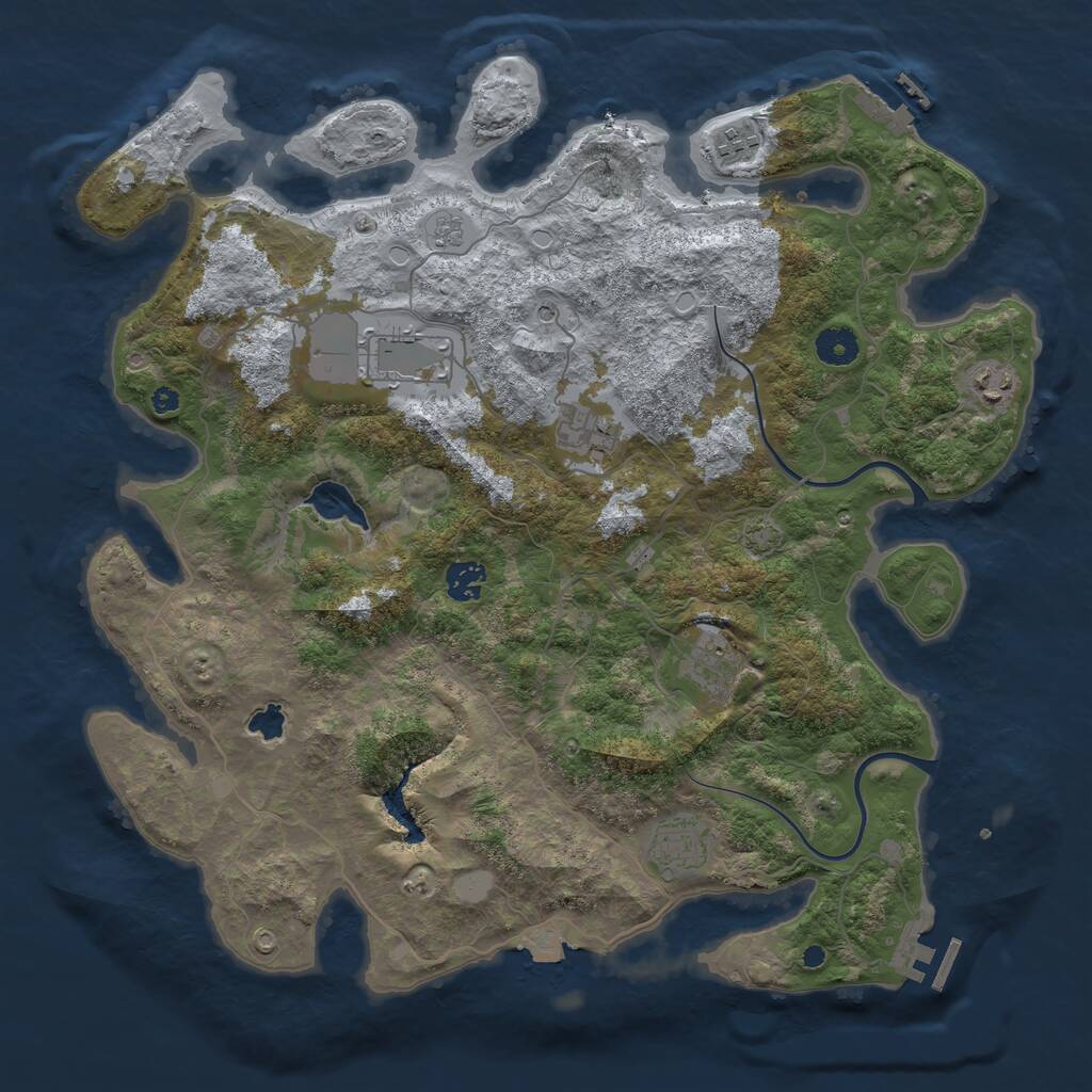 Rust Map: Procedural Map, Size: 4000, Seed: 216032308, 13 Monuments