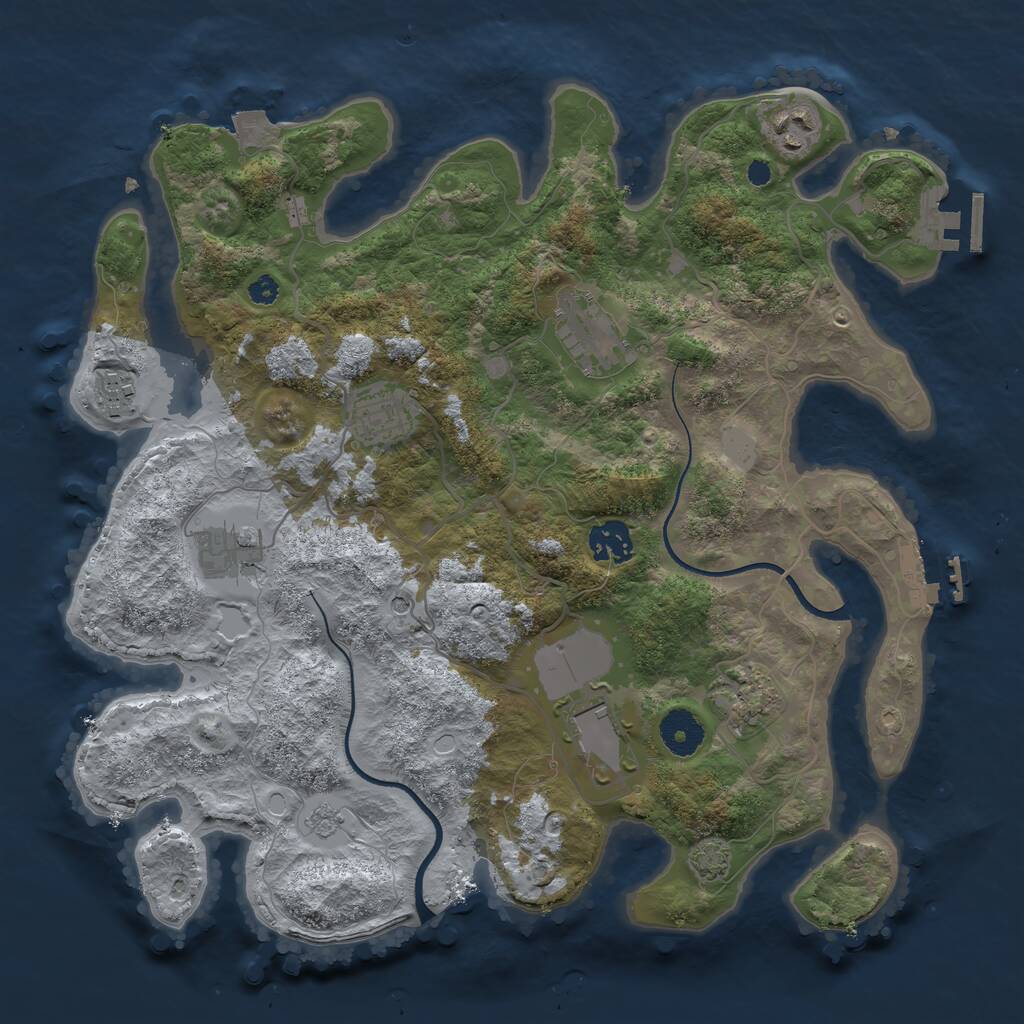 Rust Map: Procedural Map, Size: 3500, Seed: 71268, 14 Monuments