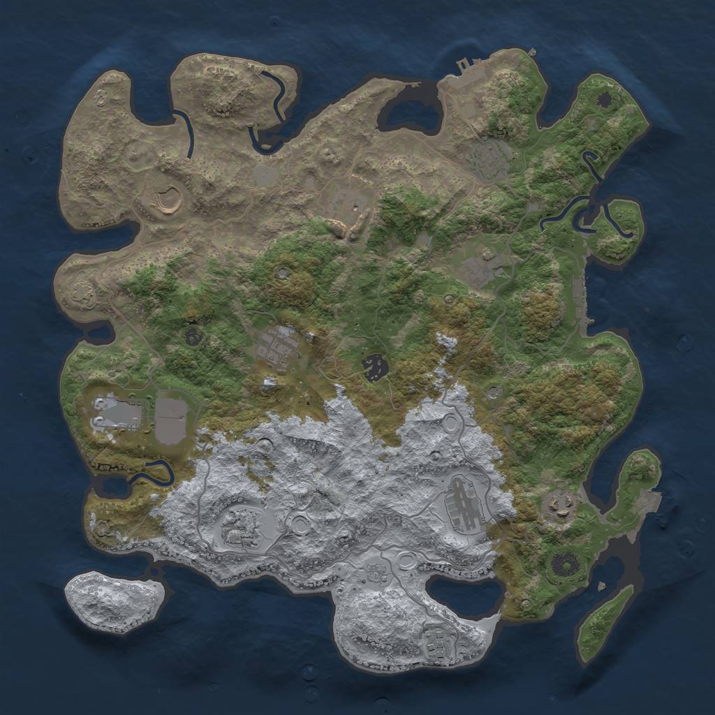 Rust Map: Procedural Map, Size: 4000, Seed: 70909944, 19 Monuments
