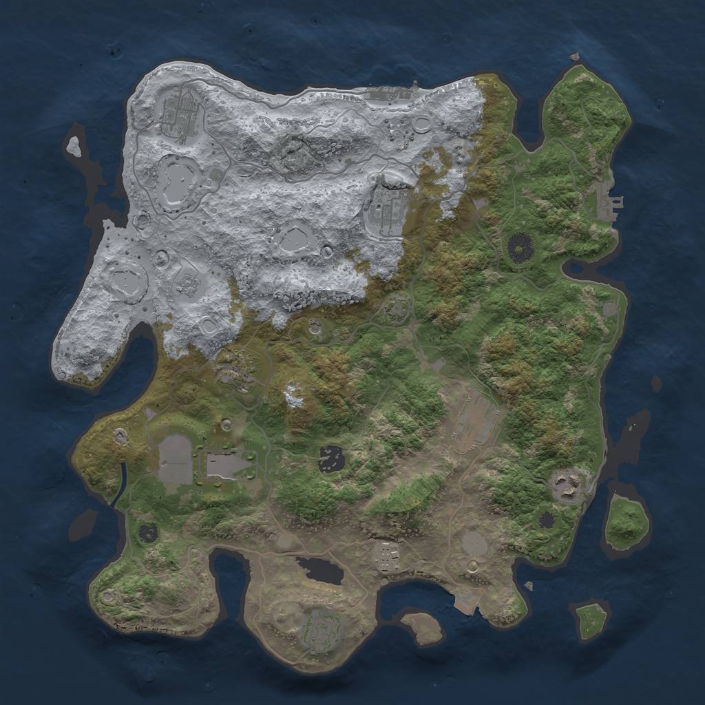 Rust Map: Procedural Map, Size: 3750, Seed: 85549187, 17 Monuments