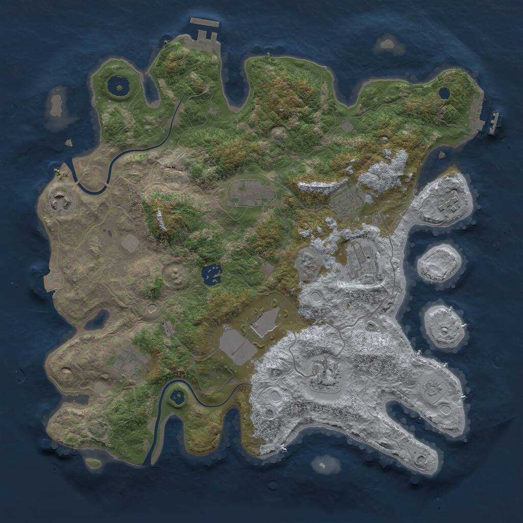 Rust Map: Procedural Map, Size: 3650, Seed: 3650, 15 Monuments