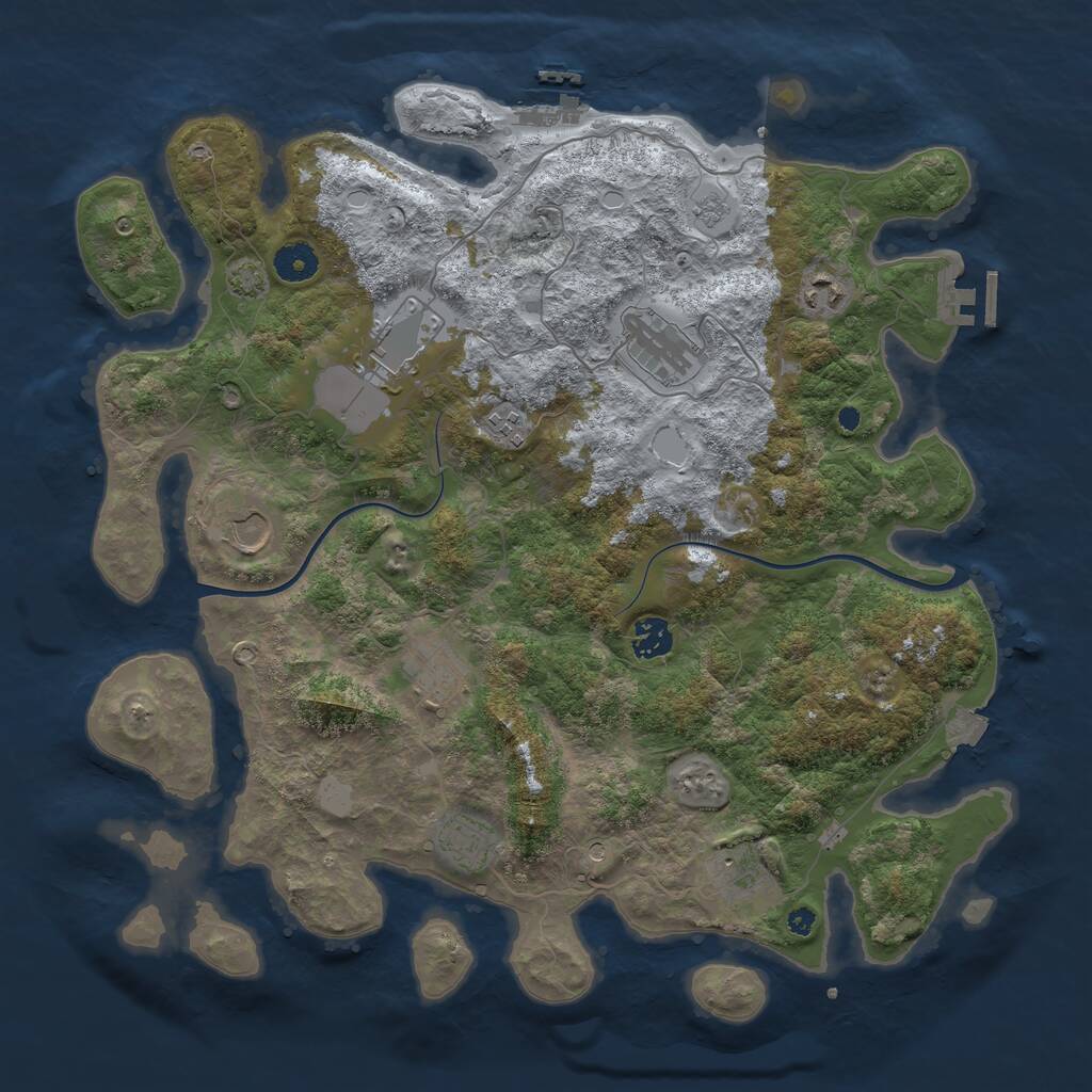 Rust Map: Procedural Map, Size: 3950, Seed: 93490988, 15 Monuments