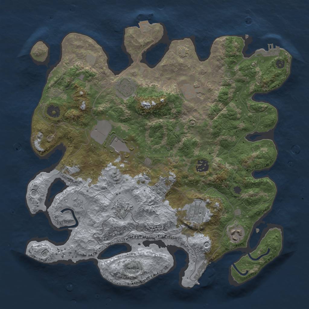 Rust Map: Procedural Map, Size: 3550, Seed: 53553231, 15 Monuments