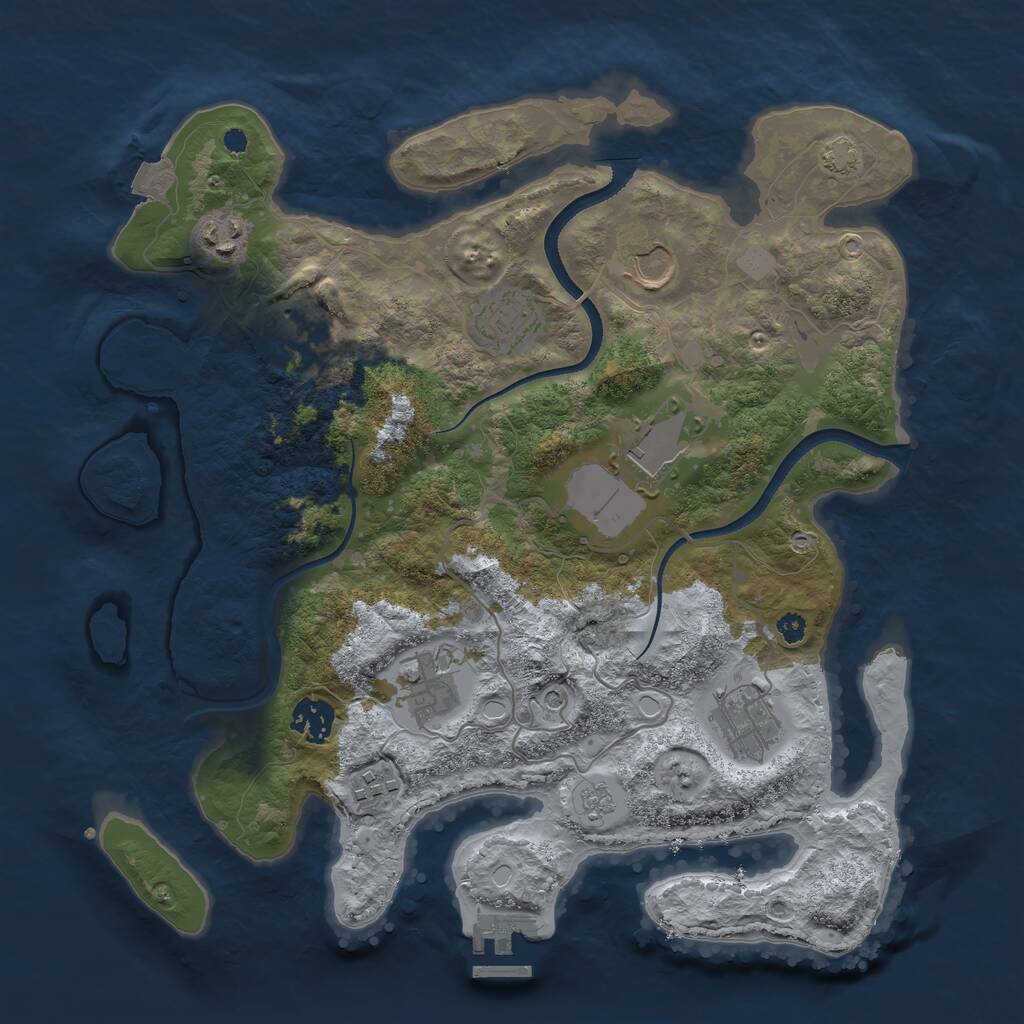 Rust Map: Procedural Map, Size: 3500, Seed: 56939, 14 Monuments