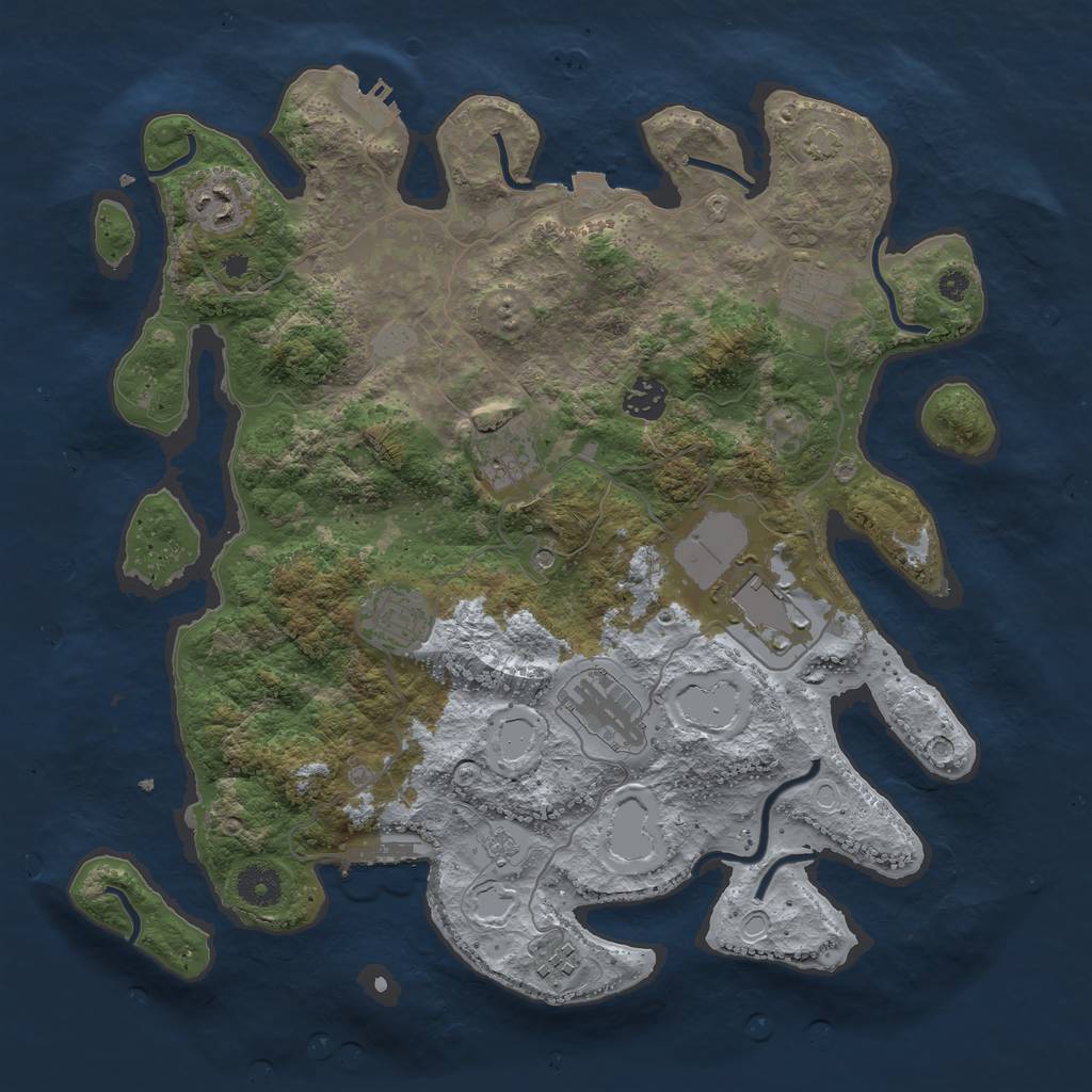 Rust Map: Procedural Map, Size: 3750, Seed: 31384518, 16 Monuments