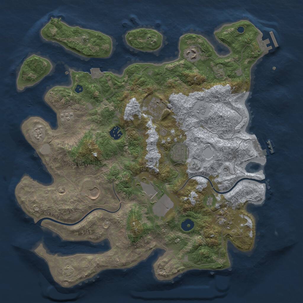 Rust Map: Procedural Map, Size: 3700, Seed: 92747262, 14 Monuments
