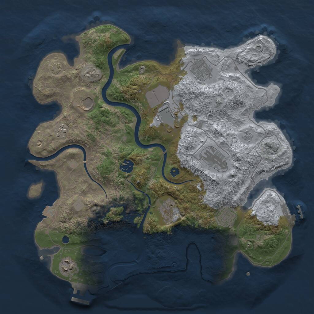 Rust Map: Procedural Map, Size: 3500, Seed: 1015695851, 15 Monuments