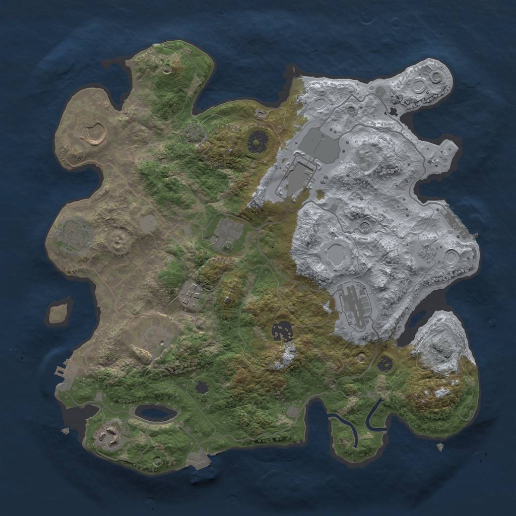 Rust Map: Procedural Map, Size: 3500, Seed: 1015695851, 17 Monuments