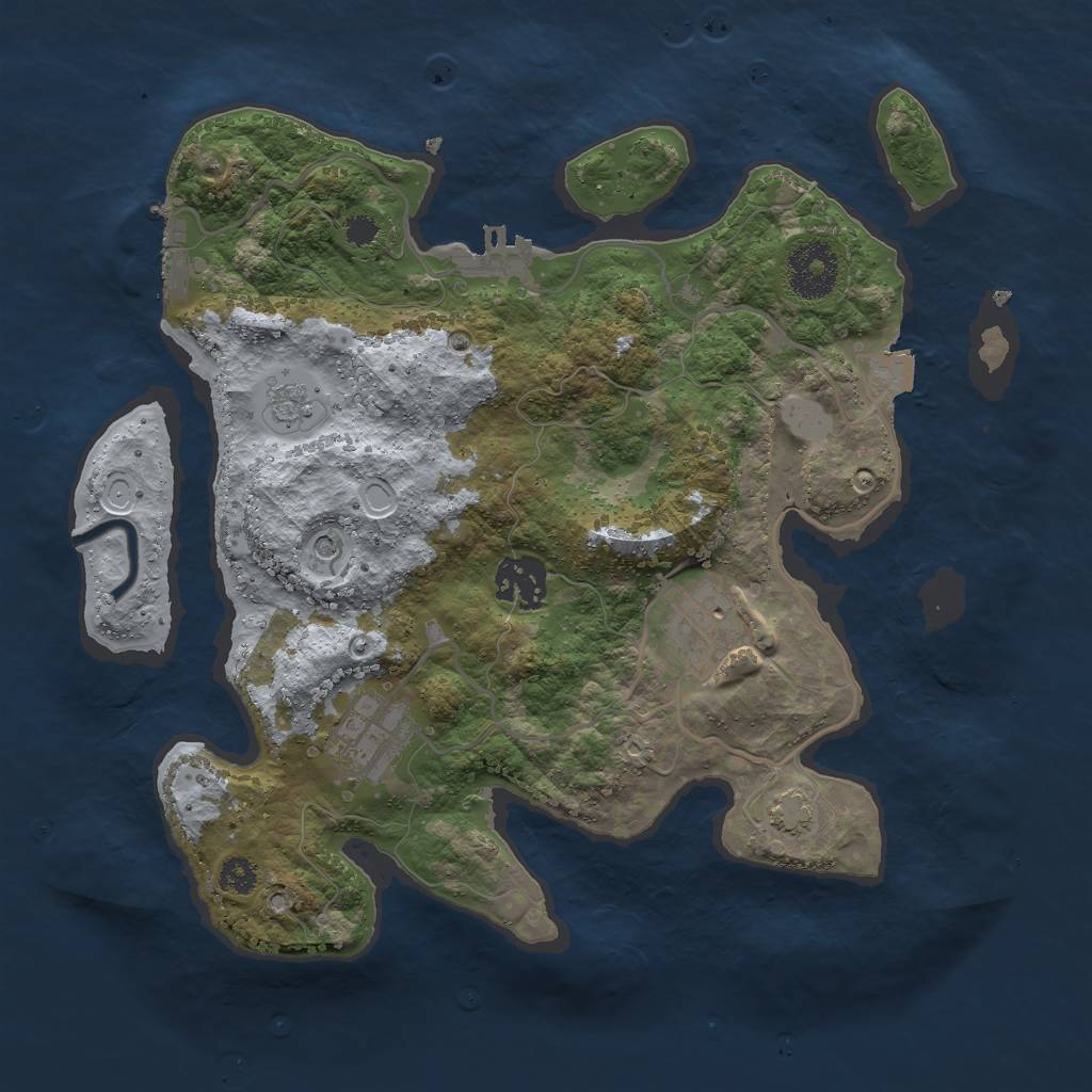 Rust Map: Procedural Map, Size: 3000, Seed: 10293, 11 Monuments