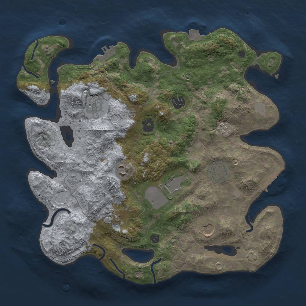 Rust Map: Procedural Map, Size: 3500, Seed: 65266789, 16 Monuments