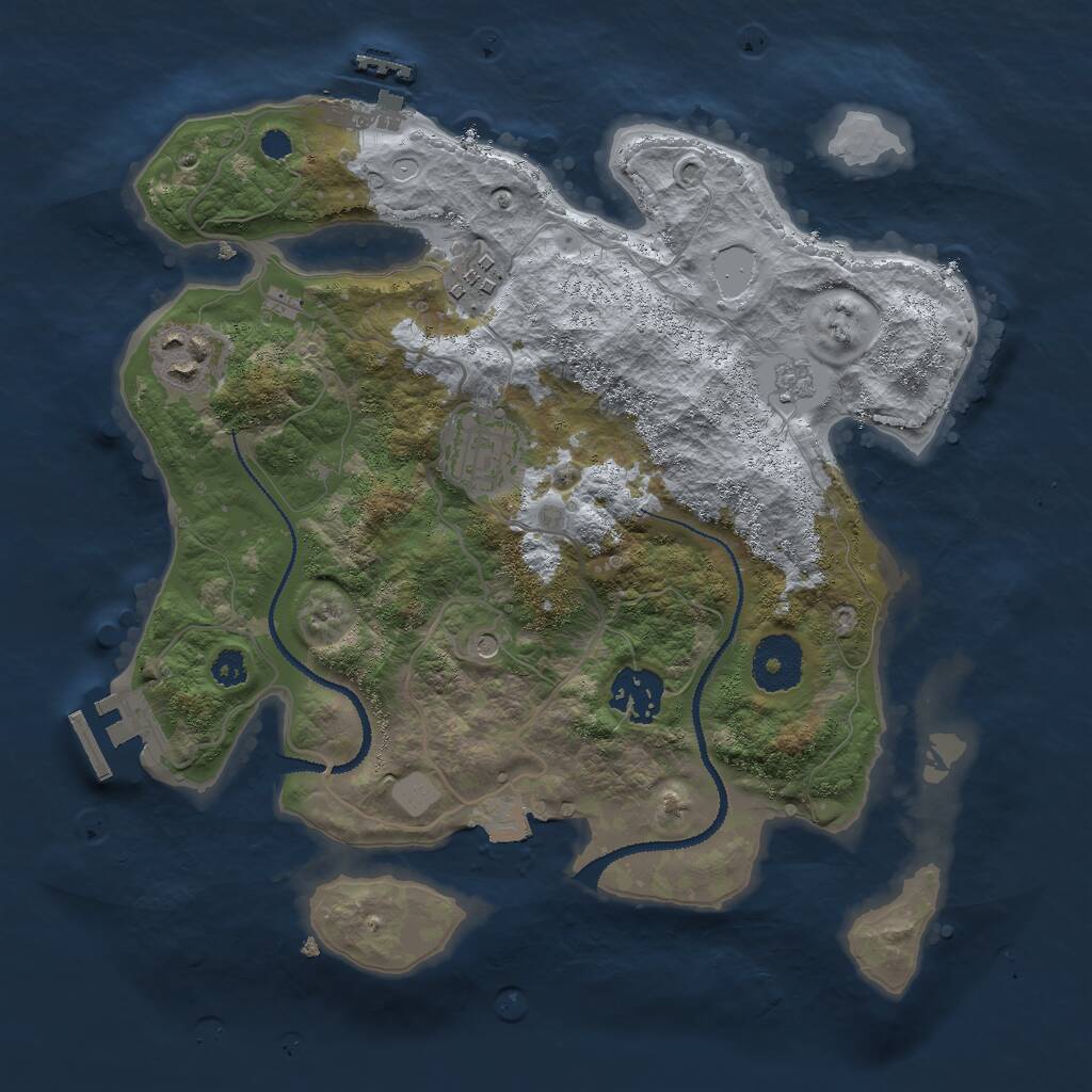 Rust Map: Procedural Map, Size: 3000, Seed: 671041853, 9 Monuments