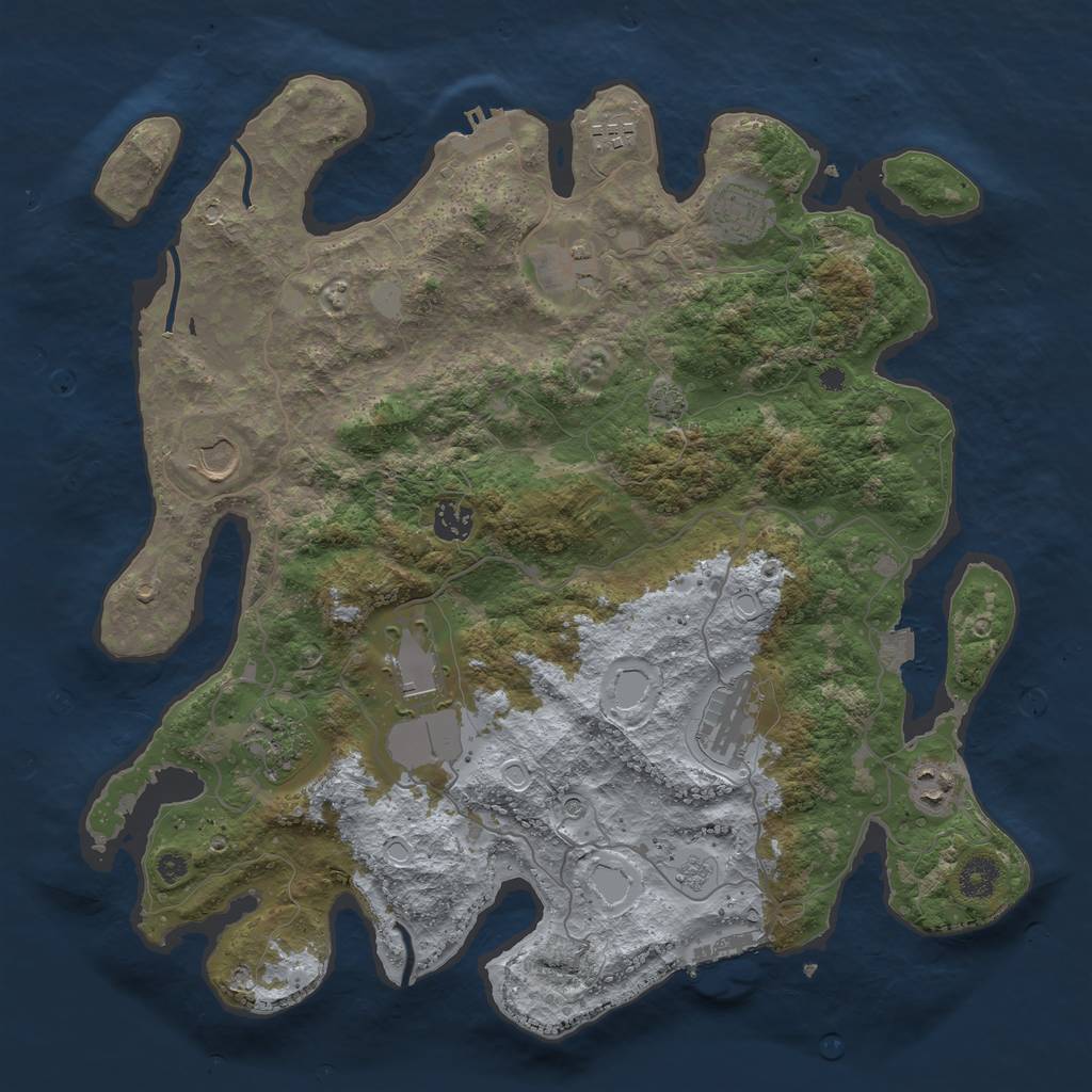 Rust Map: Procedural Map, Size: 3900, Seed: 31267013, 17 Monuments