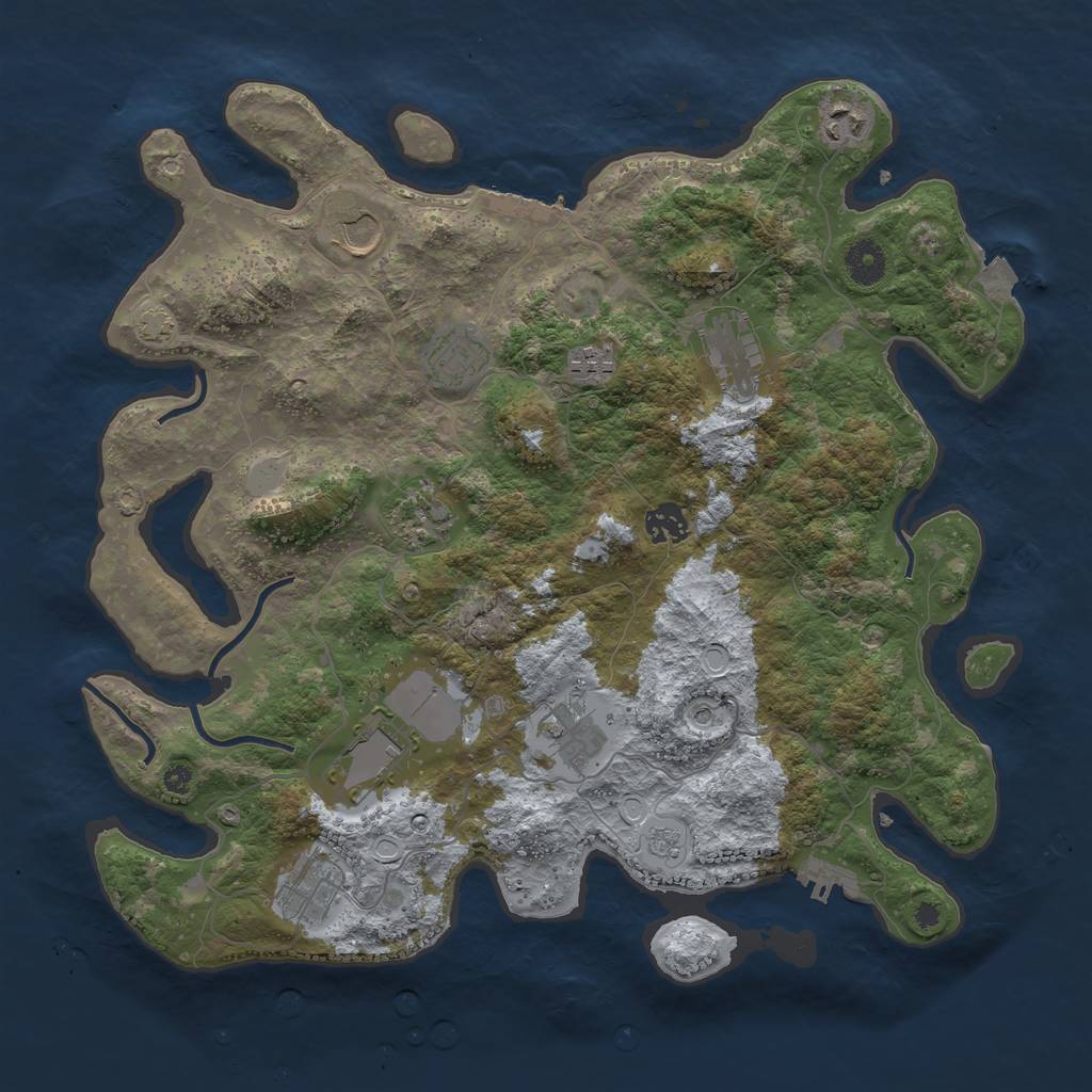Rust Map: Procedural Map, Size: 3850, Seed: 29157430, 18 Monuments