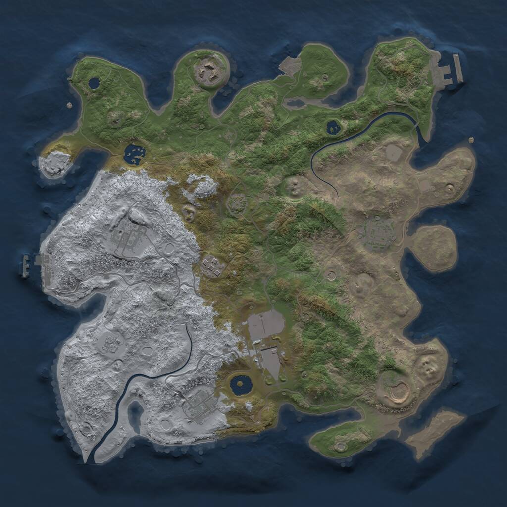 Rust Map: Procedural Map, Size: 3600, Seed: 73525920, 14 Monuments