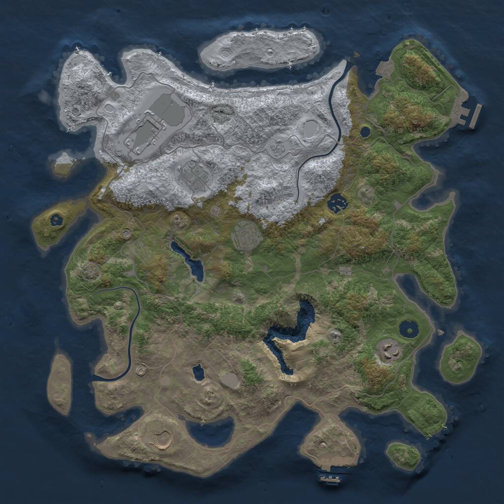 Rust Map: Procedural Map, Size: 4000, Seed: 33166914, 11 Monuments