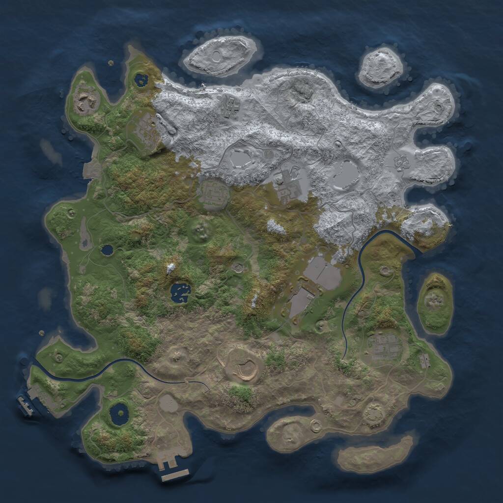 Rust Map: Procedural Map, Size: 3650, Seed: 74098432, 15 Monuments