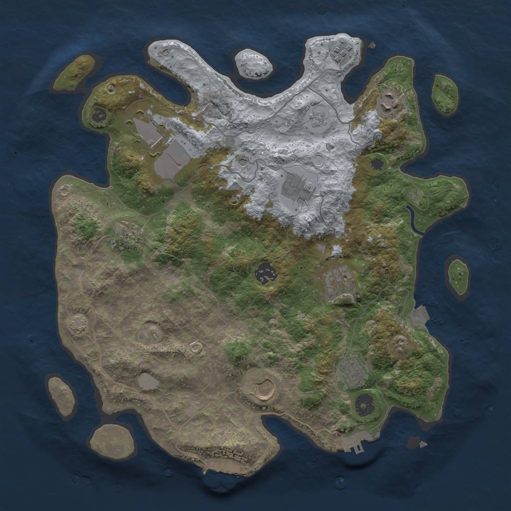 Rust Map: Procedural Map, Size: 3600, Seed: 83379049, 17 Monuments