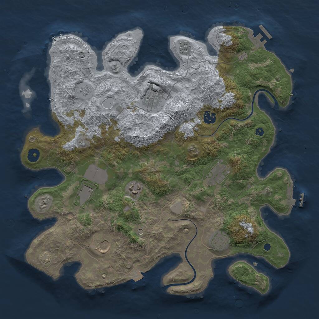 Rust Map: Procedural Map, Size: 3700, Seed: 1457464960, 14 Monuments