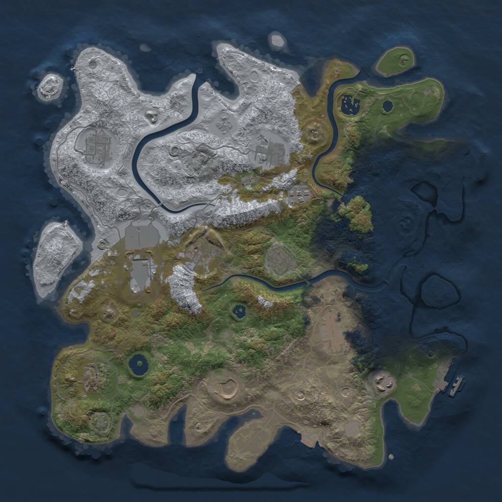 Rust Map: Procedural Map, Size: 3800, Seed: 93255436, 17 Monuments