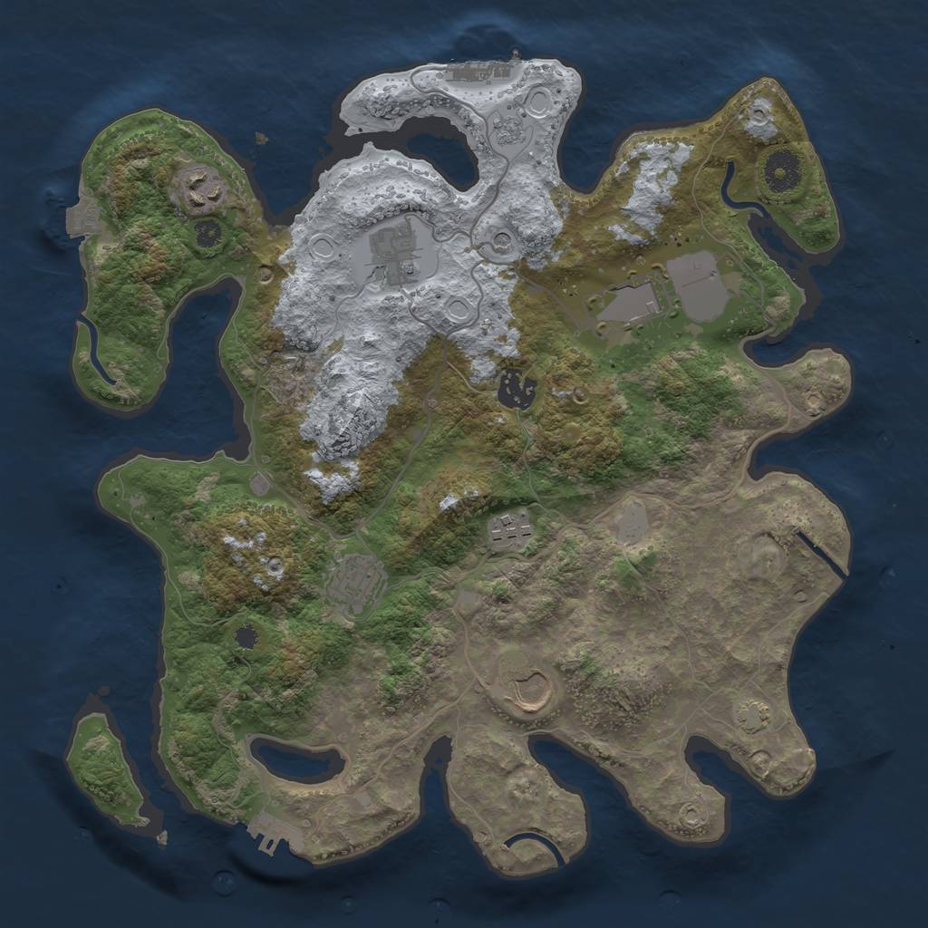 Rust Map: Procedural Map, Size: 3500, Seed: 1904549605, 15 Monuments