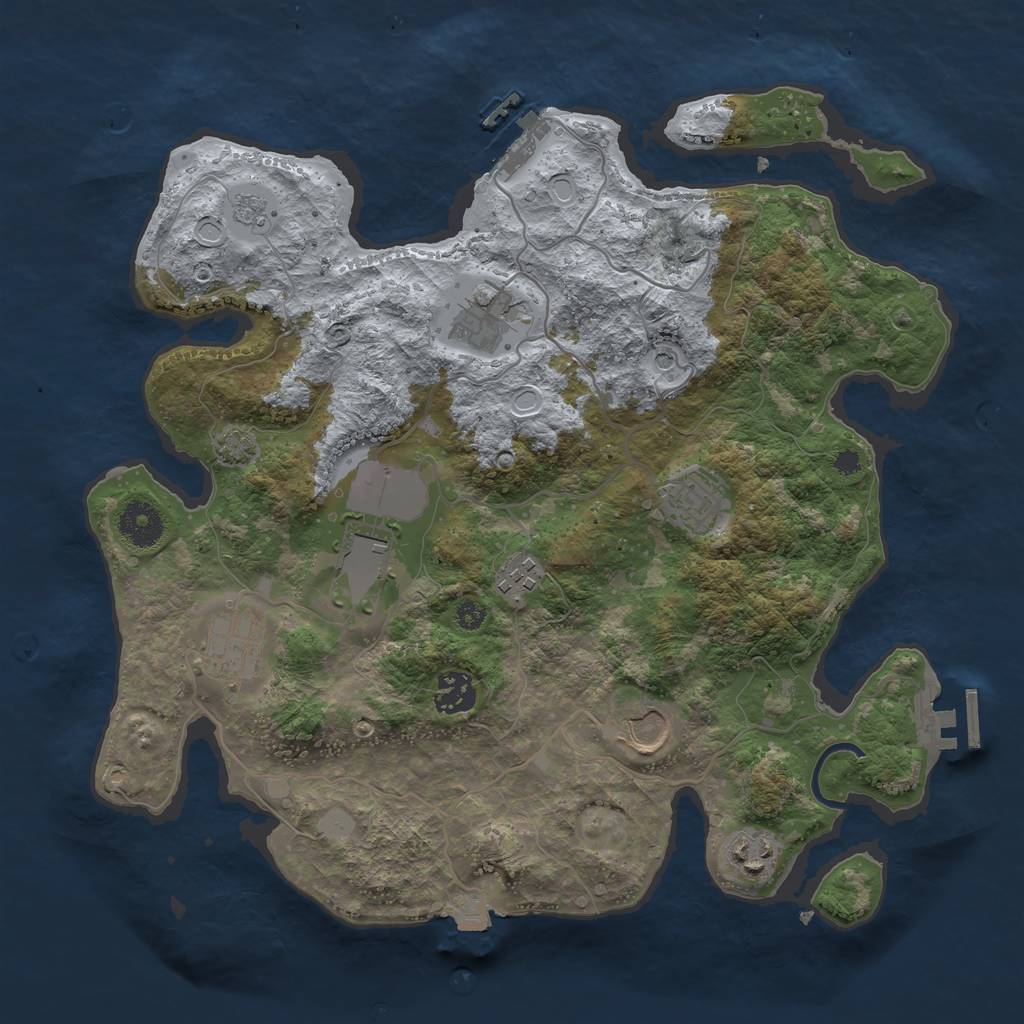 Rust Map: Procedural Map, Size: 3500, Seed: 942156, 16 Monuments