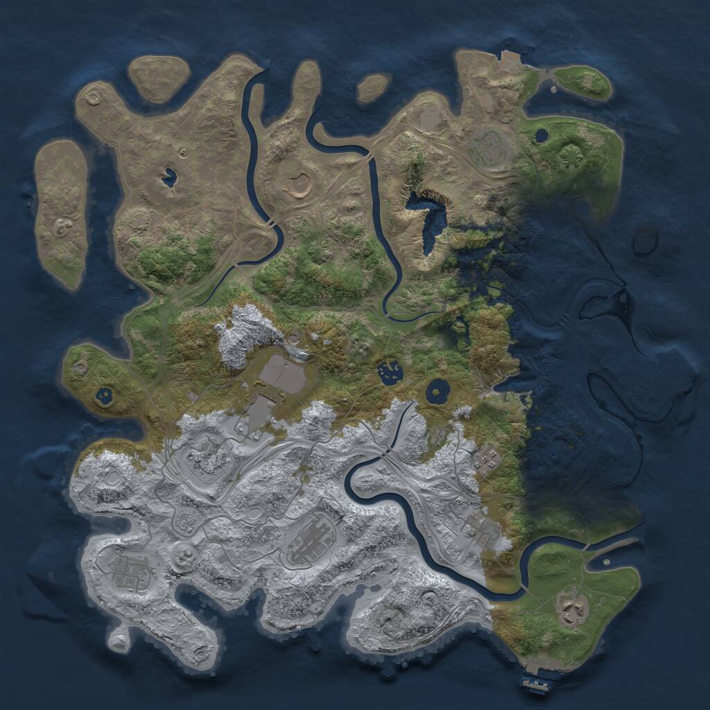 Rust Map: Procedural Map, Size: 4250, Seed: 10555169, 16 Monuments