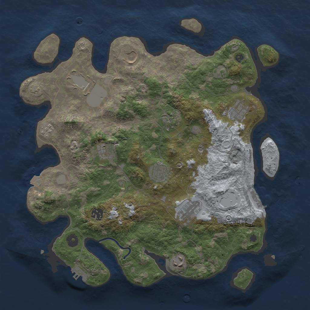 Rust Map: Procedural Map, Size: 3750, Seed: 8318189, 17 Monuments