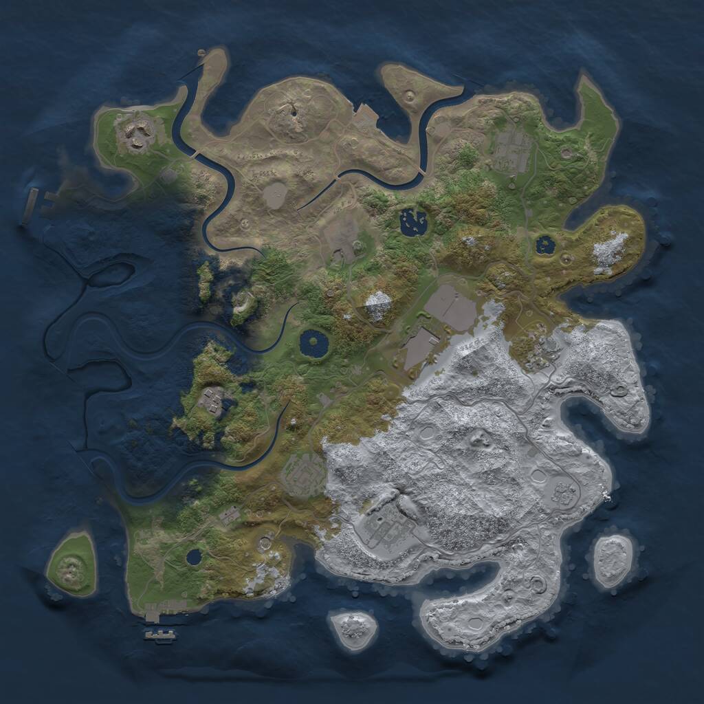 Rust Map: Procedural Map, Size: 3650, Seed: 72943851, 15 Monuments