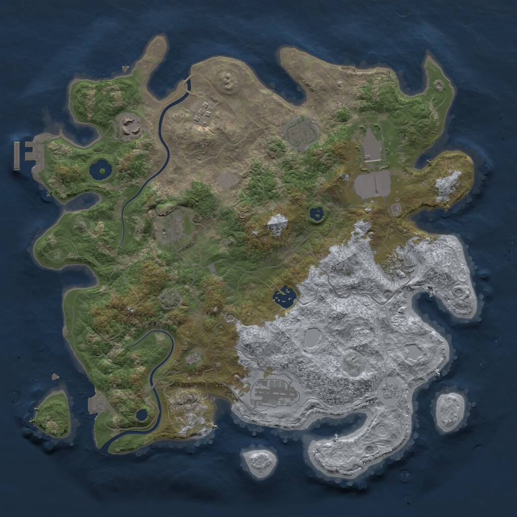 Rust Map: Procedural Map, Size: 3650, Seed: 72943851, 13 Monuments