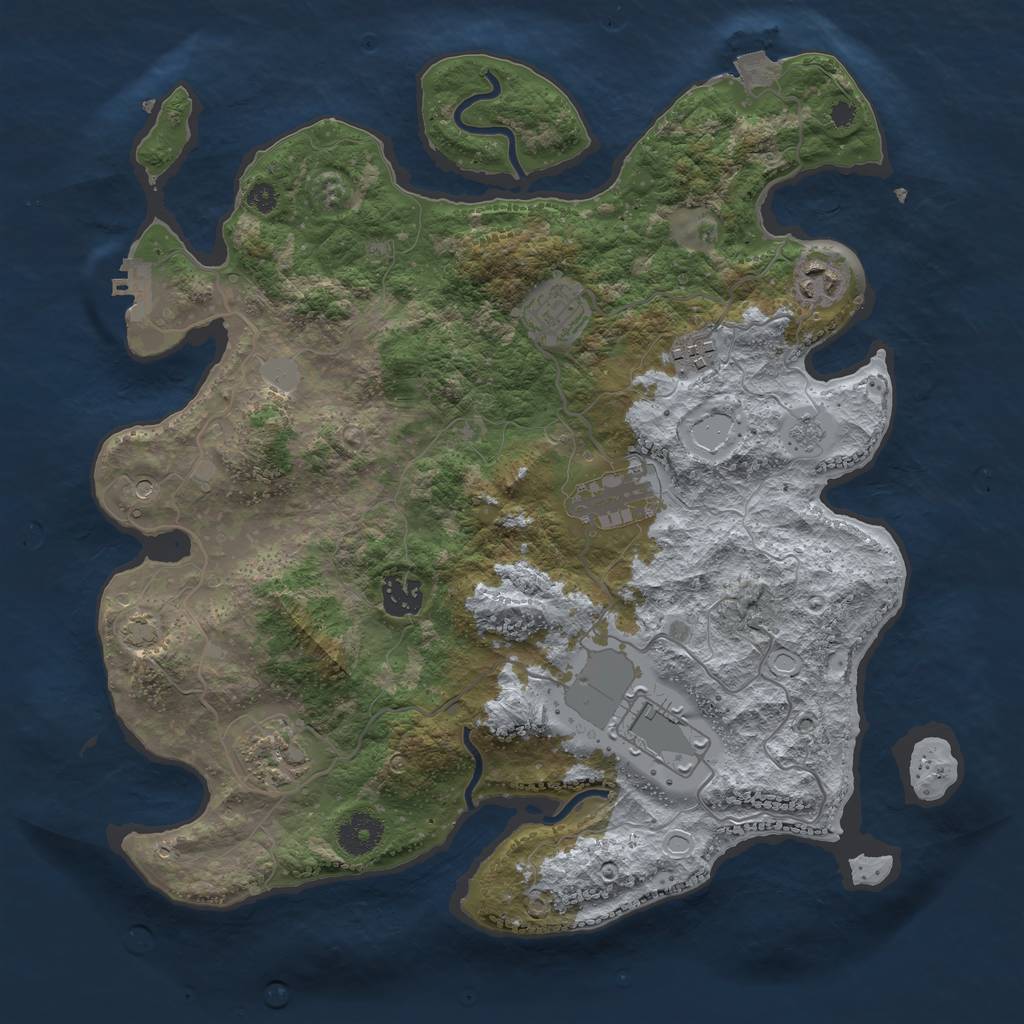 Rust Map: Procedural Map, Size: 3600, Seed: 2452846, 14 Monuments