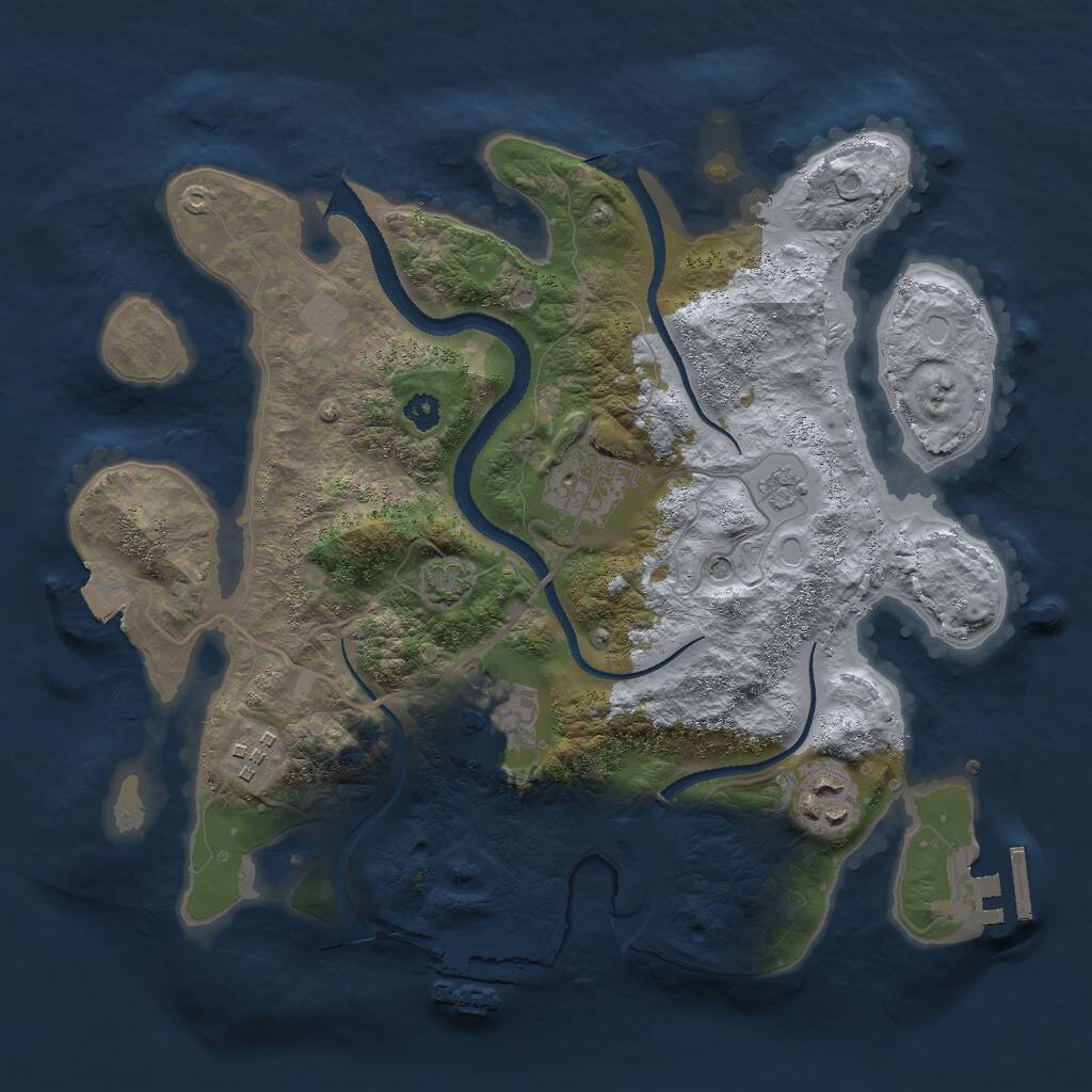 Rust Map: Procedural Map, Size: 3000, Seed: 1303698212, 10 Monuments