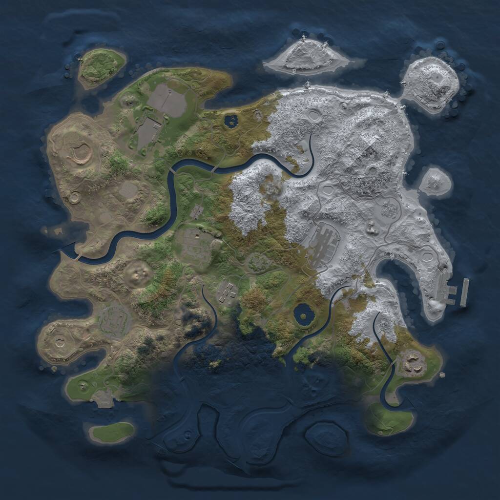 Rust Map: Procedural Map, Size: 3550, Seed: 91730902, 12 Monuments