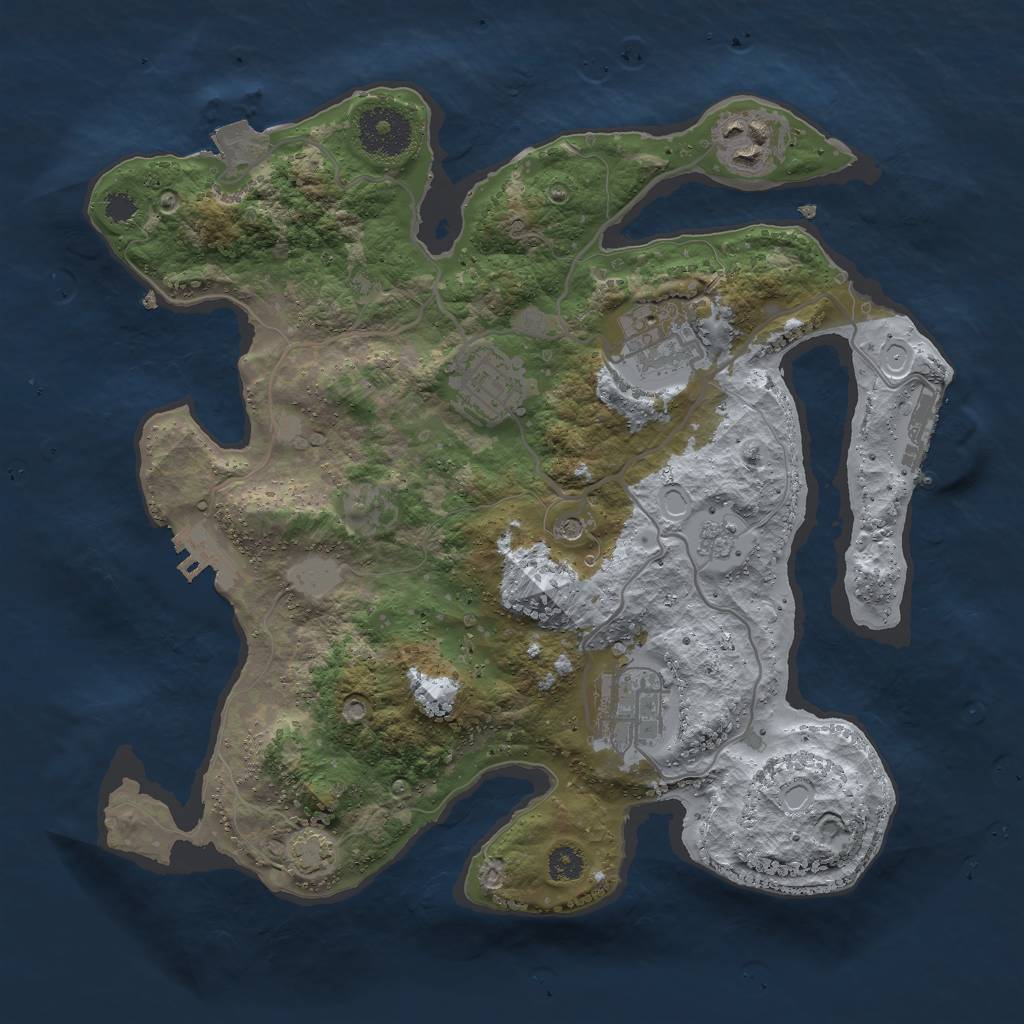 Rust Map: Procedural Map, Size: 3000, Seed: 477636576, 12 Monuments