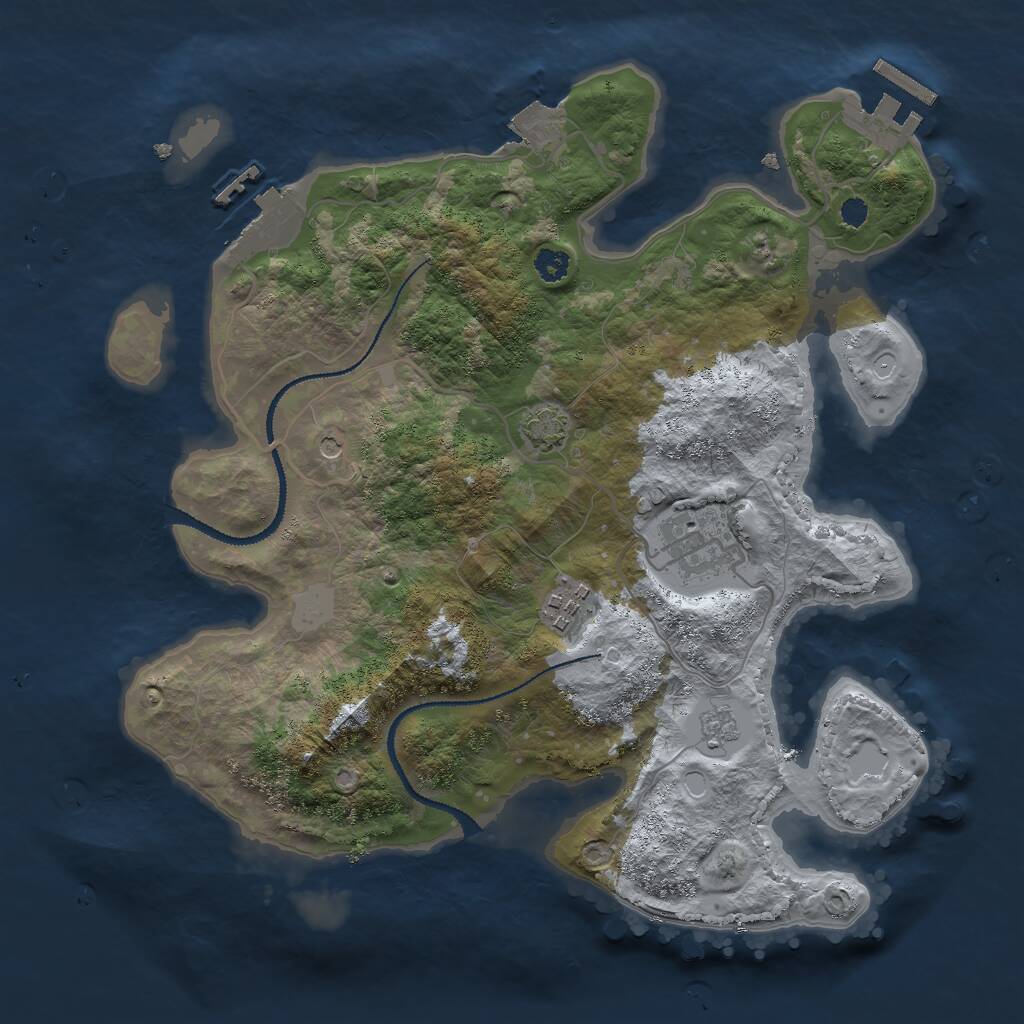 Rust Map: Procedural Map, Size: 3000, Seed: 2461503, 8 Monuments