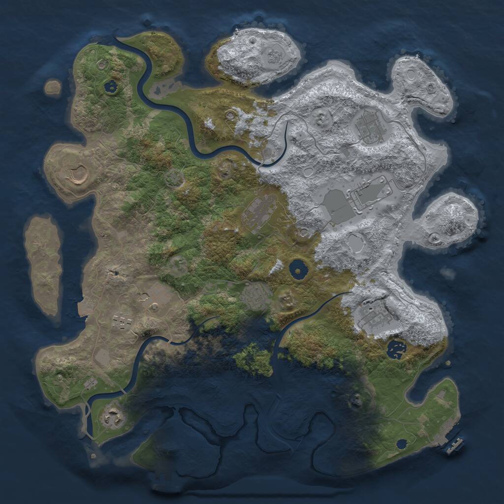 Rust Map: Procedural Map, Size: 3950, Seed: 9297751, 16 Monuments