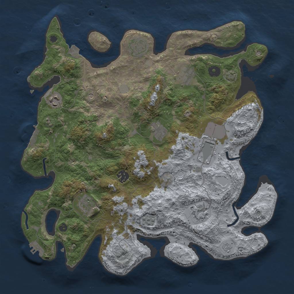 Rust Map: Procedural Map, Size: 3700, Seed: 1893812670, 17 Monuments