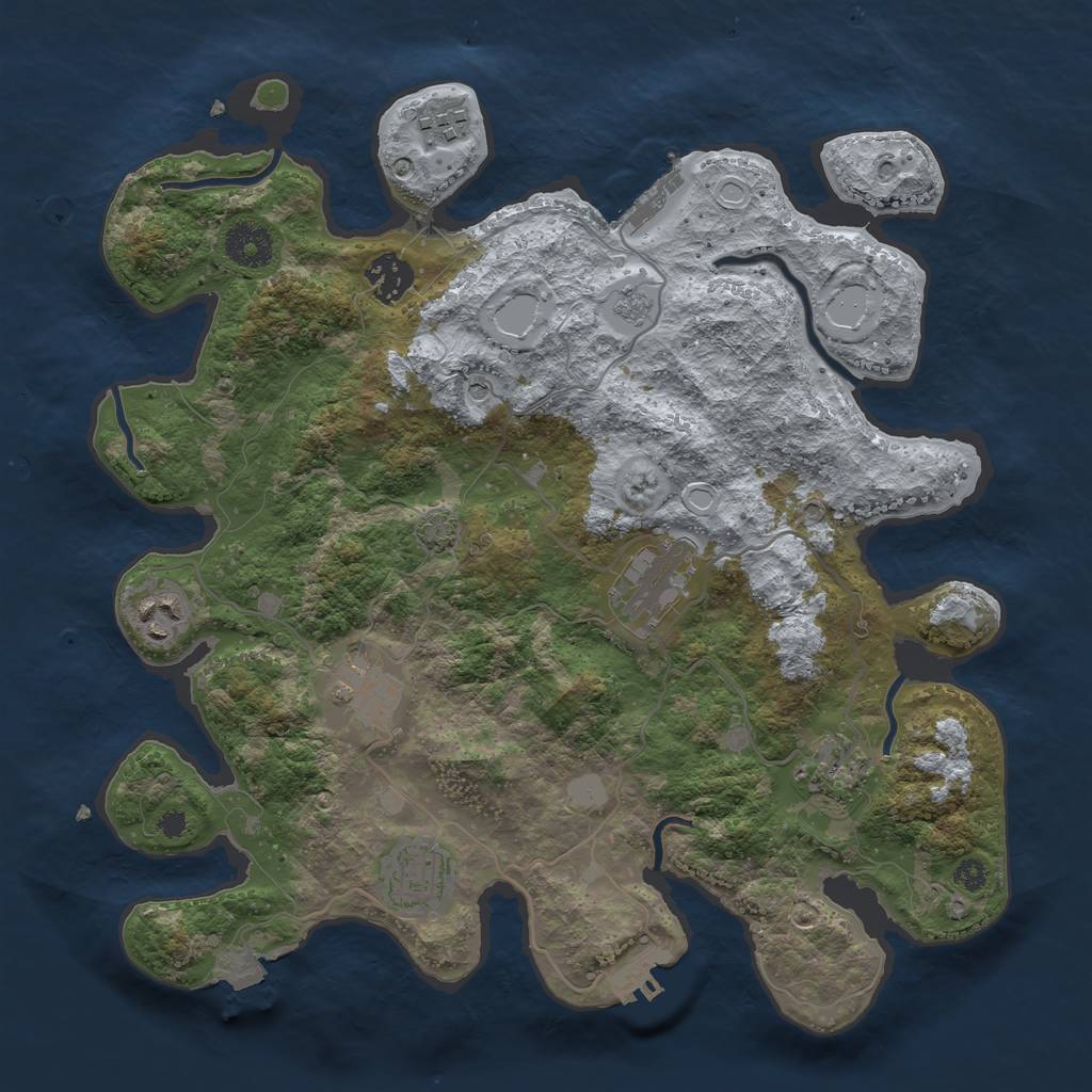 Rust Map: Procedural Map, Size: 3450, Seed: 6327429, 15 Monuments